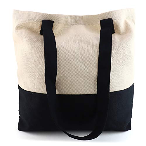 Trendy Apparel Shop Colorblock Cotton Twill Large Tote Bag