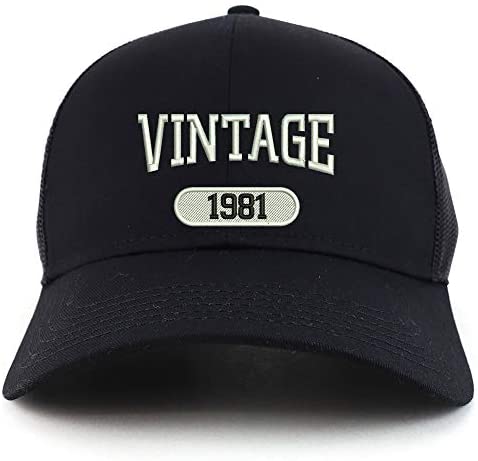 Trendy Apparel Shop Vintage 1981 Embroidered 40th Birthday High Profile High Profile Trucker Mesh Cap