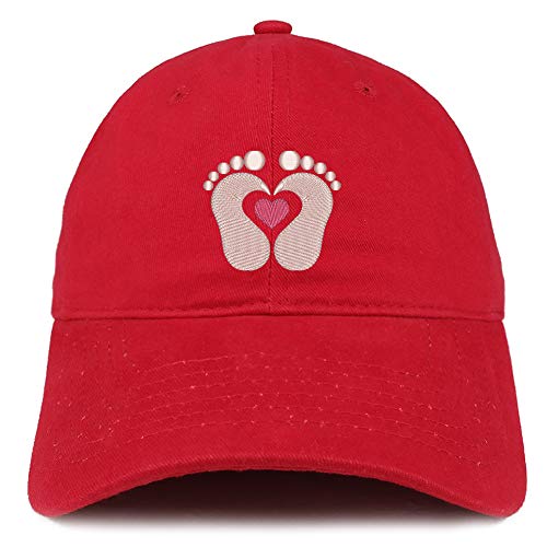 Trendy Apparel Shop Baby Feet Embroidered Brushed Cotton Cap