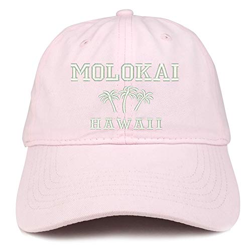 Trendy Apparel Shop Molokai Hawaii and Palm Tree Embroidered Brushed Cap