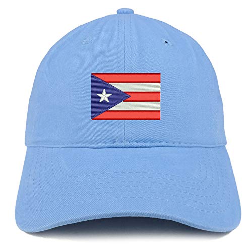 Trendy Apparel Shop Puerto Rico Flag Embroidered Soft Crown 100% Brushed Cotton Cap