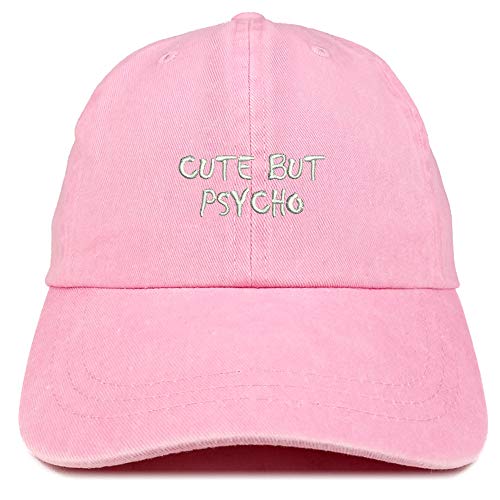 Trendy Apparel Shop Cute But Psycho Embroidered Washed Cotton Adjustable Cap