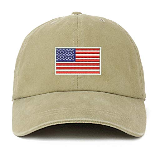 Trendy Apparel Shop XXL USA White Flag Embroidered Unstructured Washed Pigment Dyed Baseball Cap