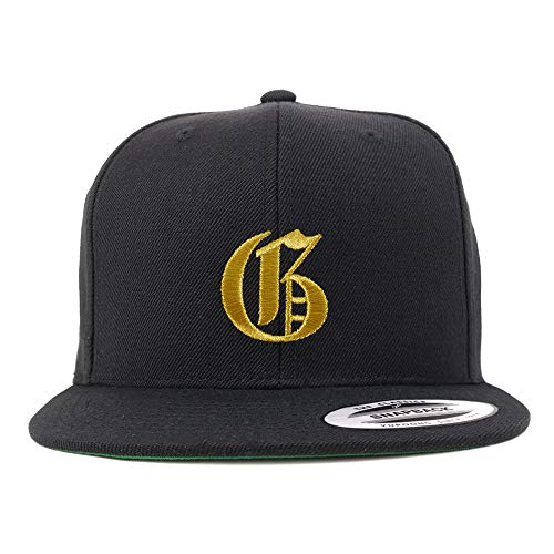 Trendy Apparel Shop Old English Gold G Embroidered Snapback Flatbill Baseball Cap