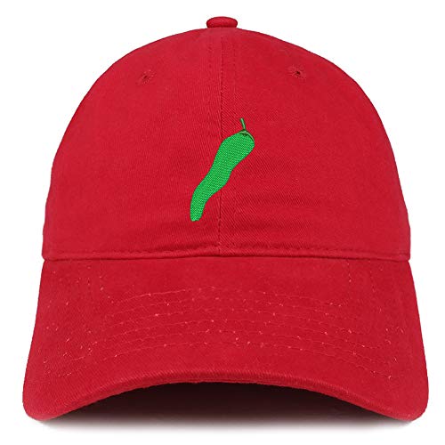 Trendy Apparel Shop Jalapeno Pepper Embroidered Soft Crown 100% Brushed Cotton Cap
