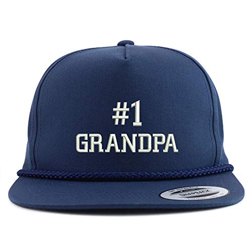 Trendy Apparel Shop Number 1 Grandpa Embroidered 5 Panel Flatbill Braid Snapback Golf Cap