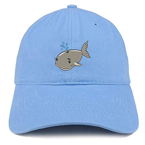 Trendy Apparel Shop Baby Whale Embroidered Soft Crown 100% Brushed Cotton Cap