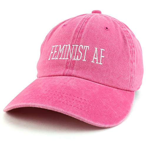 Trendy Apparel Shop Feminist AF Text Embroidered Washed Cotton Unstructured Baseball Cap
