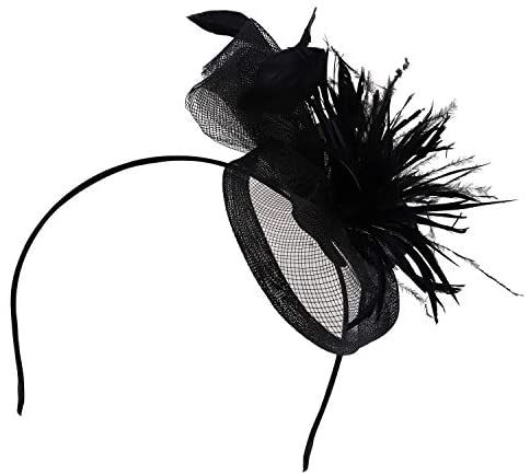 Trendy Apparel Shop Tall Feather Accented Netting Fascinator Headband