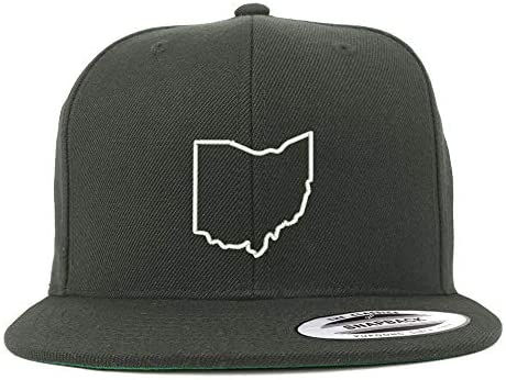 Trendy Apparel Shop Flexfit XXL Ohio State Outline Embroidered Structured Flatbill Snapback Cap