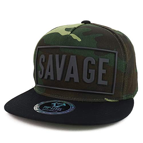 Trendy Apparel Shop Rubber Savage Patch 5 Panel Cotton Flatbill Snapback Hat