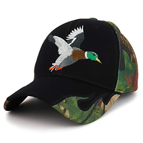 Mallard Duck Hunting on a feathered print 5 panel SnapBack Hat Cap