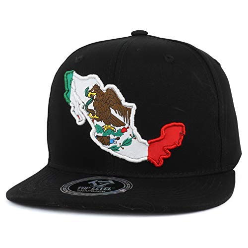 Trendy Apparel Shop Mexico Map Flag Outline Embroidered Flatbill Snapback Cap