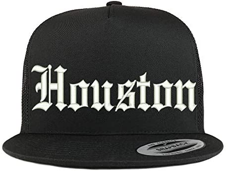 Trendy Apparel Shop Old English Font Houston City Embroidered 5 Panel Mesh Cap