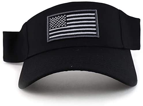 Trendy Apparel Shop USA American Flag Embroidered Polyester Summer Visor Hat