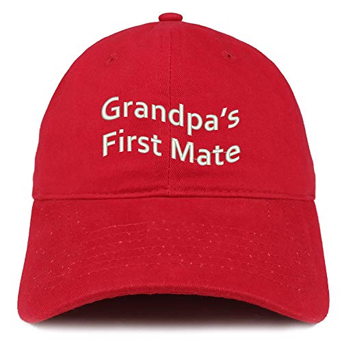 Trendy Apparel Shop Grandpa's First Mate Embroidered Soft Crown 100% Brushed Cotton Cap