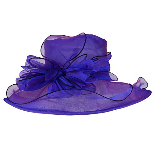 Trendy Apparel Shop Flower Decorated Mesh Ruffled Wide Brim Fashion Organza Hat