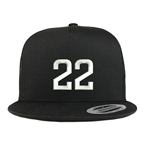 Trendy Apparel Shop Number 22 Embroidered 5 Panel Flatbill Trucker Mesh Cap