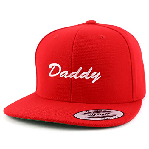 Trendy Apparel Shop Flexfit Daddy Script Font Embroidered Structured Flatbill Snapback Cap