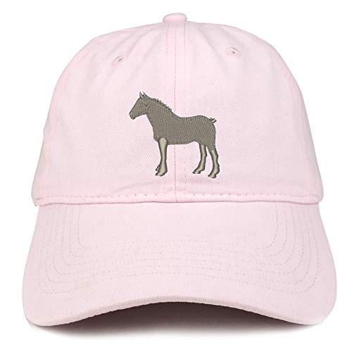 Trendy Apparel Shop Small Draft Horse Embroidered Soft Crown 100% Brushed Cotton Cap
