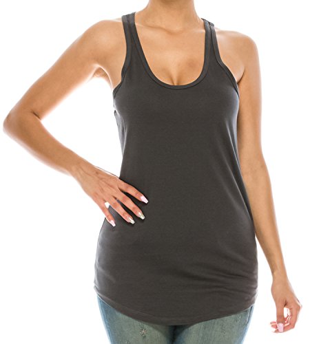 Trendy Apparel Shop Plain Racerback Scallop Bottom Tank Top