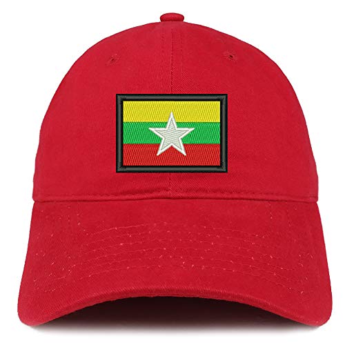 Trendy Apparel Shop Myanmar Flag Embroidered Unstructured Cotton Dad Hat