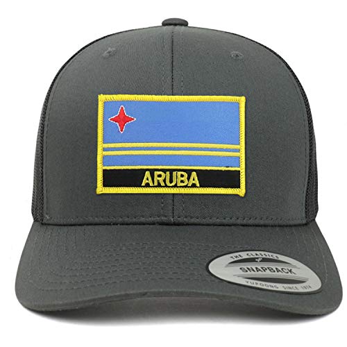 Trendy Apparel Shop Flexfit XXL Aruba Flag Retro Trucker Mesh Cap