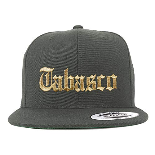 Trendy Apparel Shop Old English Tabasco Gold Embroidered Flatbill Snapback Baseball Cap