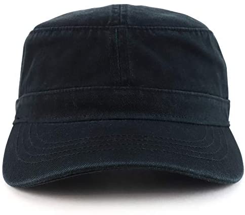 Trendy Apparel Shop Cotton Army Cap Military Flat Top Adjustable Baseball Cap