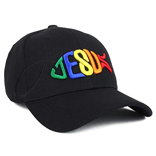 Trendy Apparel Shop Rainbow Jesus Fish Symbol 3D Embroidered Baseball Cap