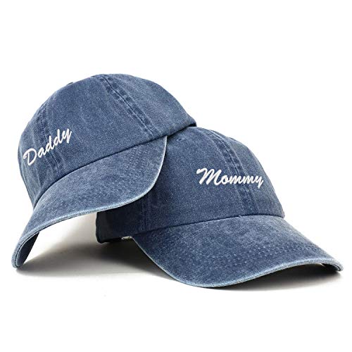 Trendy Apparel Shop Script Mommy and Daddy Pigment Dyed Couple 2 Pc Cap Set