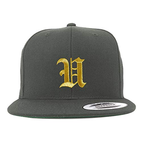 Trendy Apparel Shop Old English Gold U Embroidered Snapback Flatbill Baseball Cap