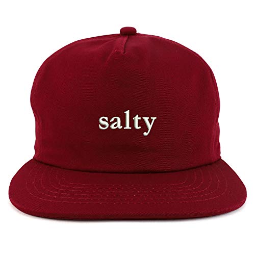 Trendy Apparel Shop Salty Embroidered Cotton Unstructured 5 Panel Flatbill Cap