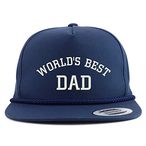 Trendy Apparel Shop World's Best Dad Embroidered 5 Panel Flatbill Braid Snapback Golf Cap