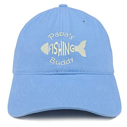 Trendy Apparel Shop Papa's Fishing Buddy Embroidered Soft Crown 100% Brushed Cotton Cap