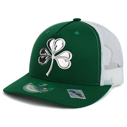 Trendy Apparel Shop High Frequency Three Leaf Clover Irish Mesh Trucker Hat