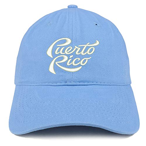 Trendy Apparel Shop Puerto Rico Script Embroidered Soft Crown 100% Brushed Cotton Cap