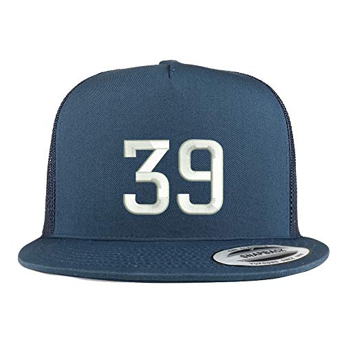 Trendy Apparel Shop Number 39 Embroidered 5 Panel Flatbill Trucker Mesh Cap