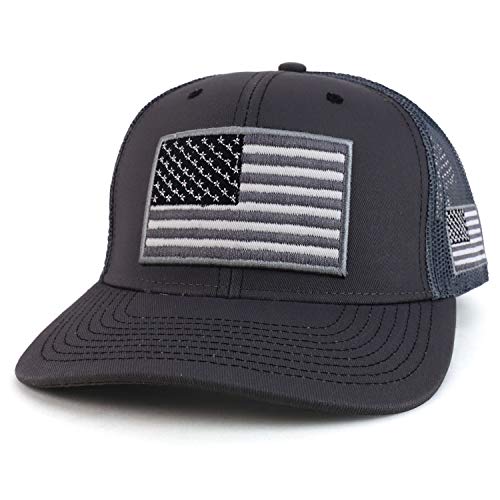 Trendy Apparel Shop 3D USA Flag Embroidered Structured Snapback Mesh Back Cap