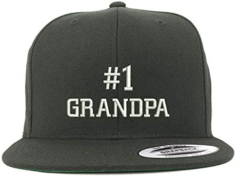 Trendy Apparel Shop Flexfit XXL Number 1 Grandpa Embroidered Structured Flatbill Snapback Cap