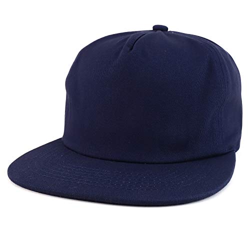 Trendy Apparel Shop Plain Unstructured 5 Panel Flat Bill Snapback Baseball Cap