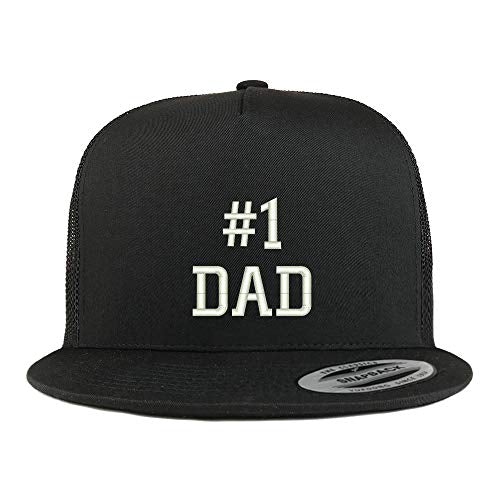 Trendy Apparel Shop Flexfit Number 1 Dad Embroidered 5 Panel Flatbill Snapback Mesh Cap