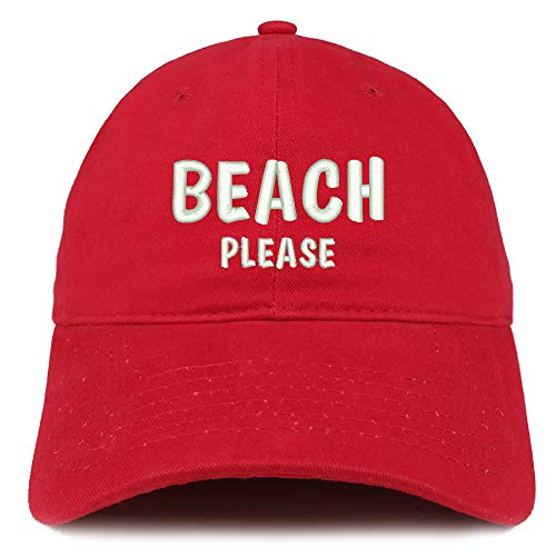 Trendy Apparel Shop Beach Please Embroidered Soft Crown 100% Brushed Cotton Cap