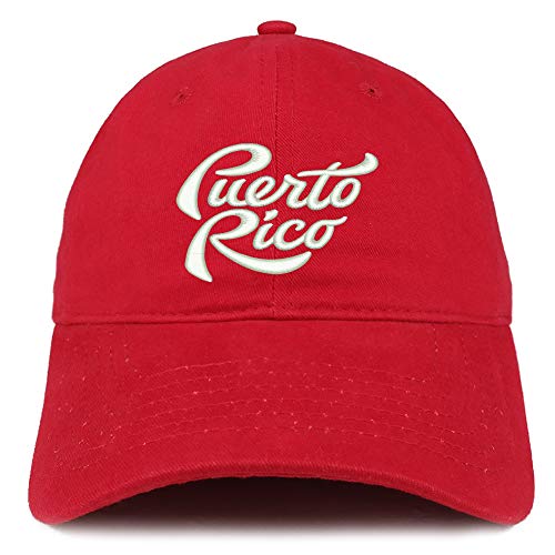 Trendy Apparel Shop Puerto Rico Script Embroidered Soft Crown 100% Brushed Cotton Cap