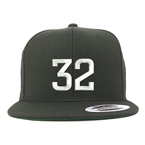 Trendy Apparel Shop Number 32 Embroidered Snapback Flatbill Baseball Cap