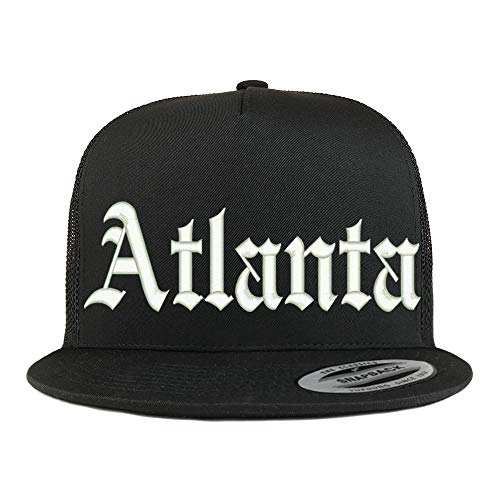 Trendy Apparel Shop Old English Font Atlanta City Embroidered 5 Panel Mesh Cap