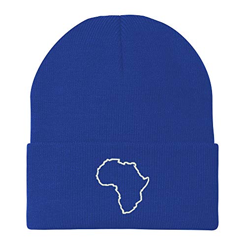Trendy Apparel Shop Africa Map Outline Embroidered Winter Long Cuff Beanie