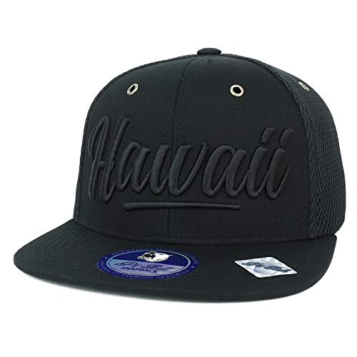 Trendy Apparel Shop 3D Hawaii Embroidered Cotton Micromesh Flatbill Snapback Cap