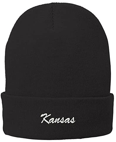 Trendy Apparel Shop Kansas Embroidered Winter Folded Long Beanie