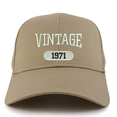 Trendy Apparel Shop Vintage 1971 Embroidered 50th Birthday High Profile High Profile Trucker Mesh Cap